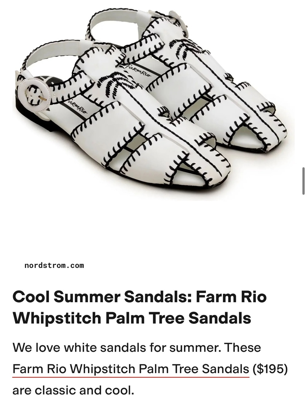 Farm Rio Palm Tree Whipstitch Sandal